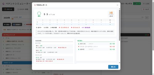 ペナントシミュレーター ゲーム画面2