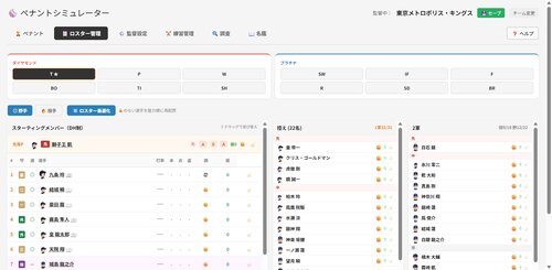 ペナントシミュレーター ゲーム画面s